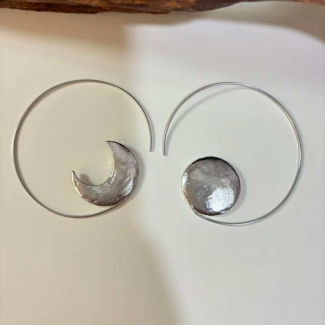 Celestial Moon  Sun Hoop Earrings