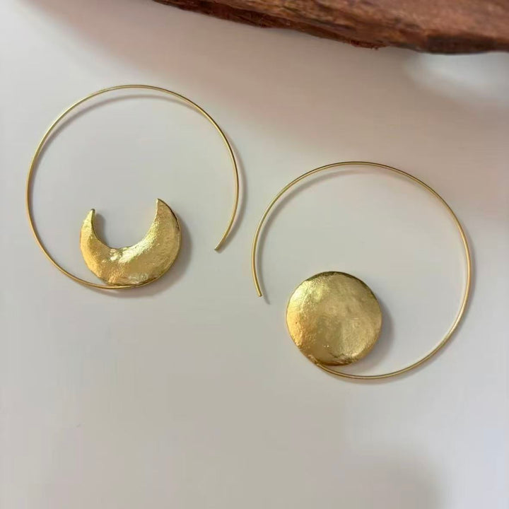 Celestial Moon  Sun Hoop Earrings