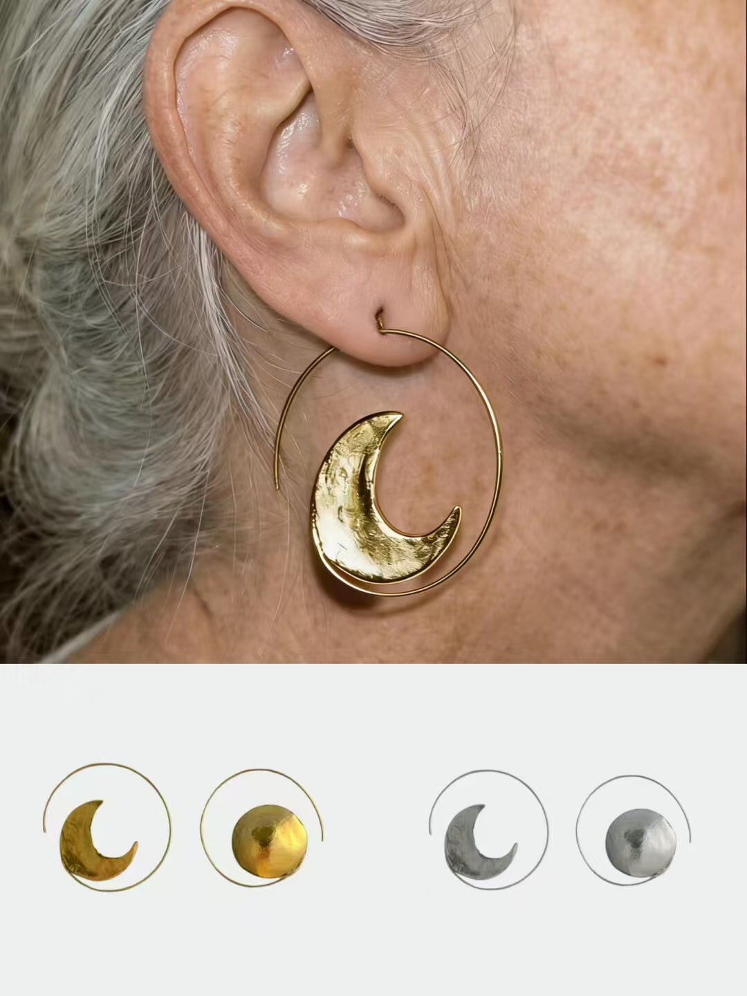 Celestial Moon  Sun Hoop Earrings