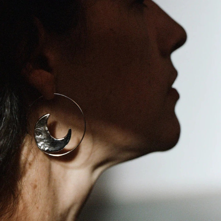 Celestial Moon  Sun Hoop Earrings