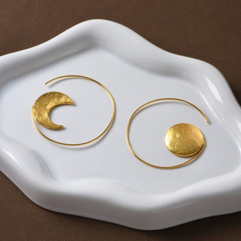 Celestial Moon  Sun Hoop Earrings