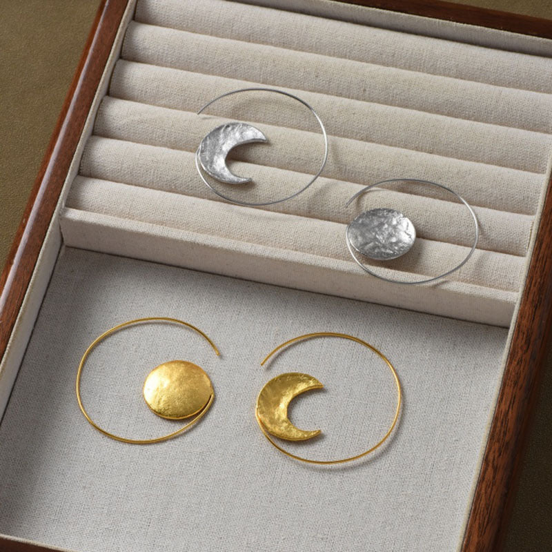 Celestial Moon  Sun Hoop Earrings