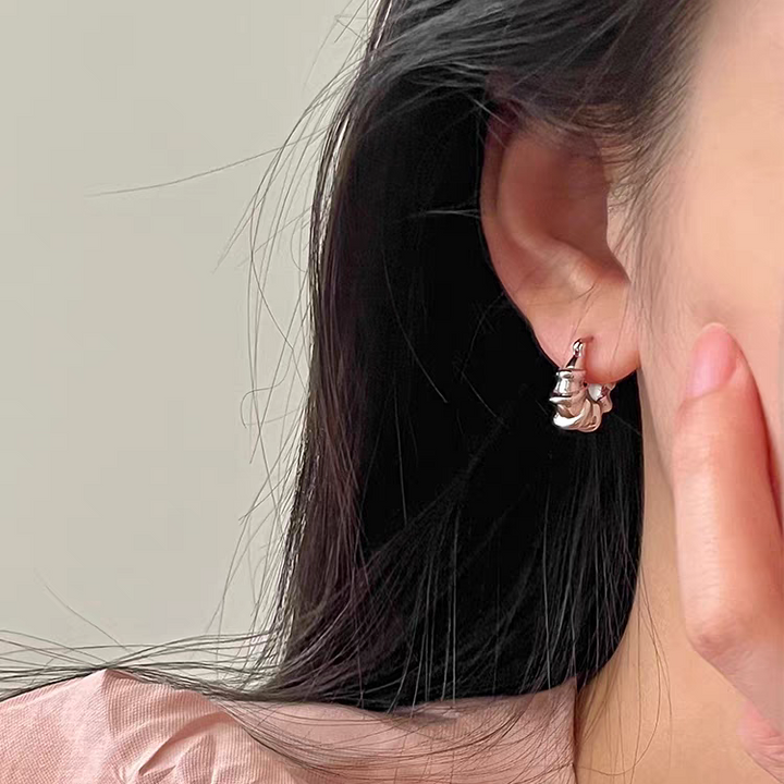 Vintage Ribbed Hoop Earrings