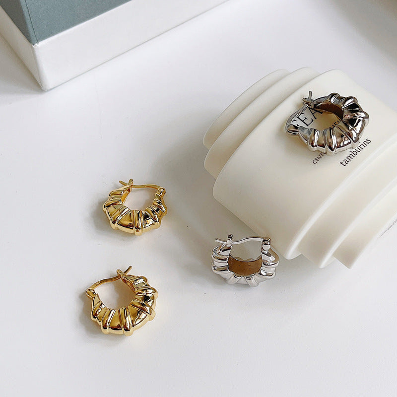 Vintage Ribbed Hoop Earrings