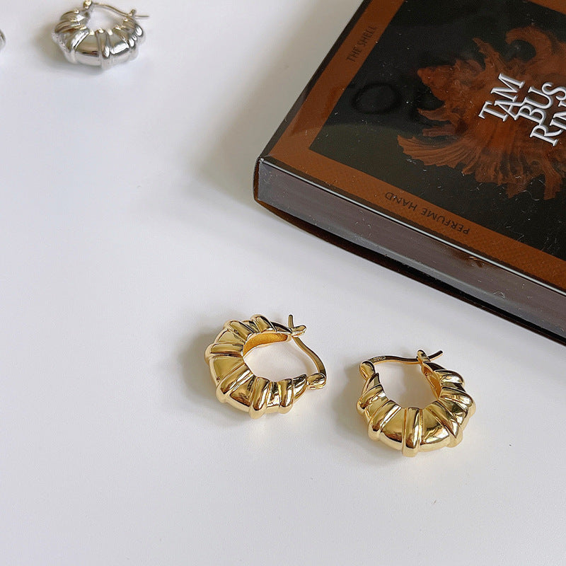 Vintage Ribbed Hoop Earrings