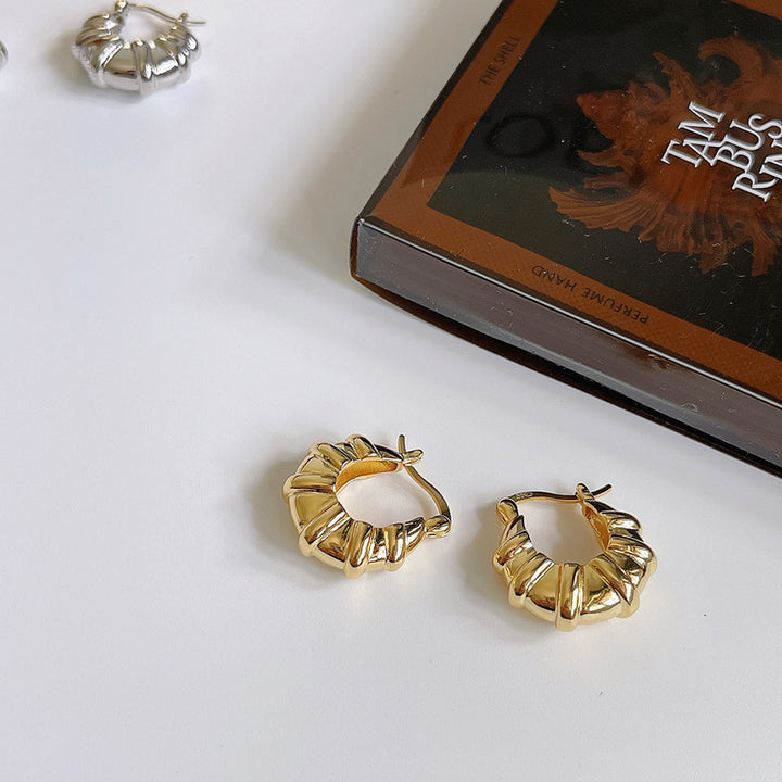 Vintage Ribbed Hoop Earrings