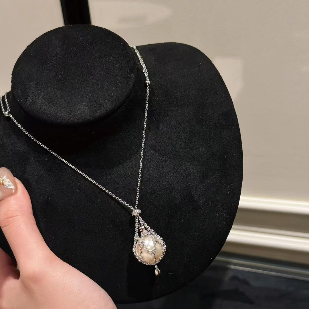 Vintage Pearl Cage Pendant Necklace
