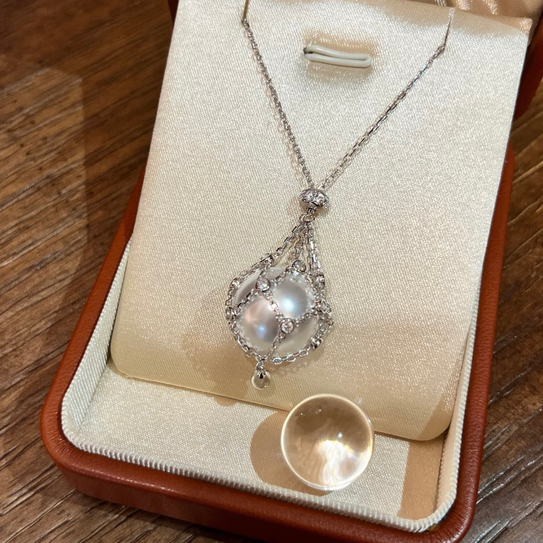 Vintage Pearl Cage Pendant Necklace