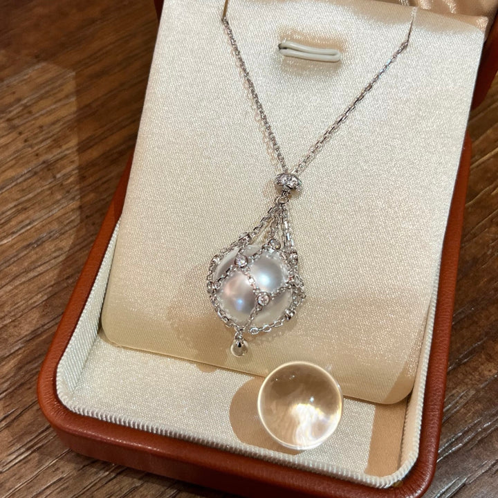 Vintage Pearl Cage Pendant Necklace