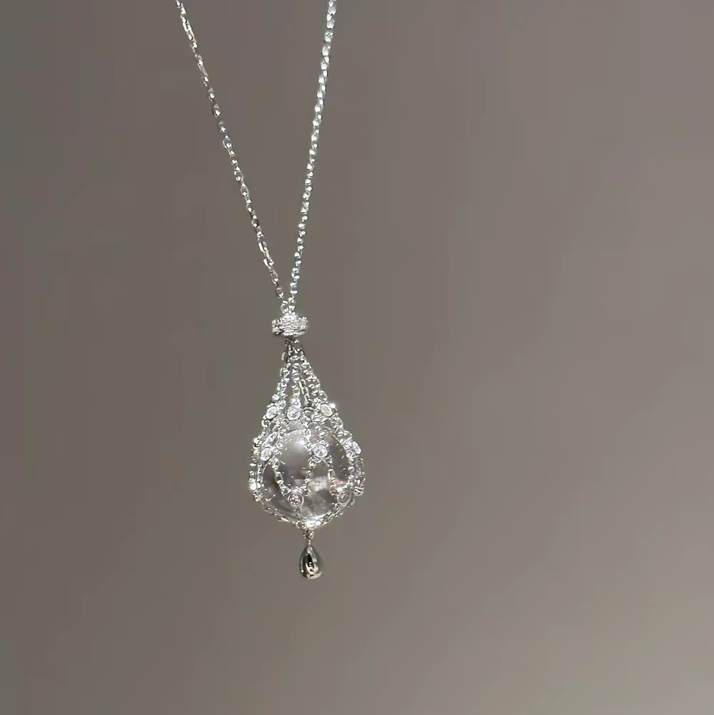 Vintage Pearl Cage Pendant Necklace