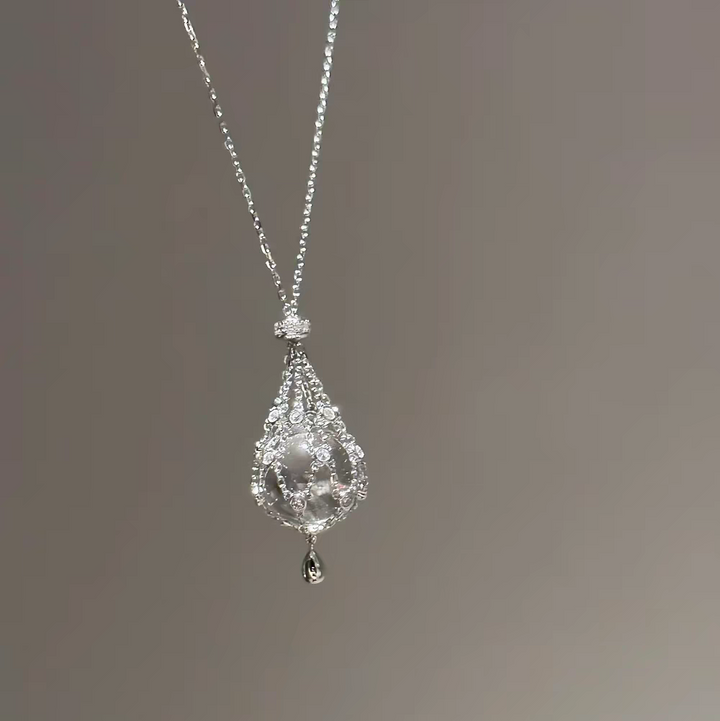 Vintage Pearl Cage Pendant Necklace
