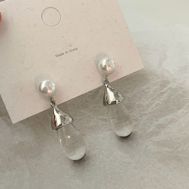 Pearl Clear Drop Earrings