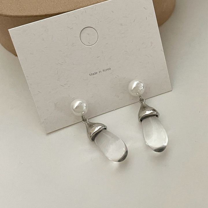 Pearl Clear Drop Earrings
