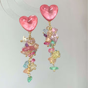 Vacation Style Irregular Colorful Crushed Stone Earrings