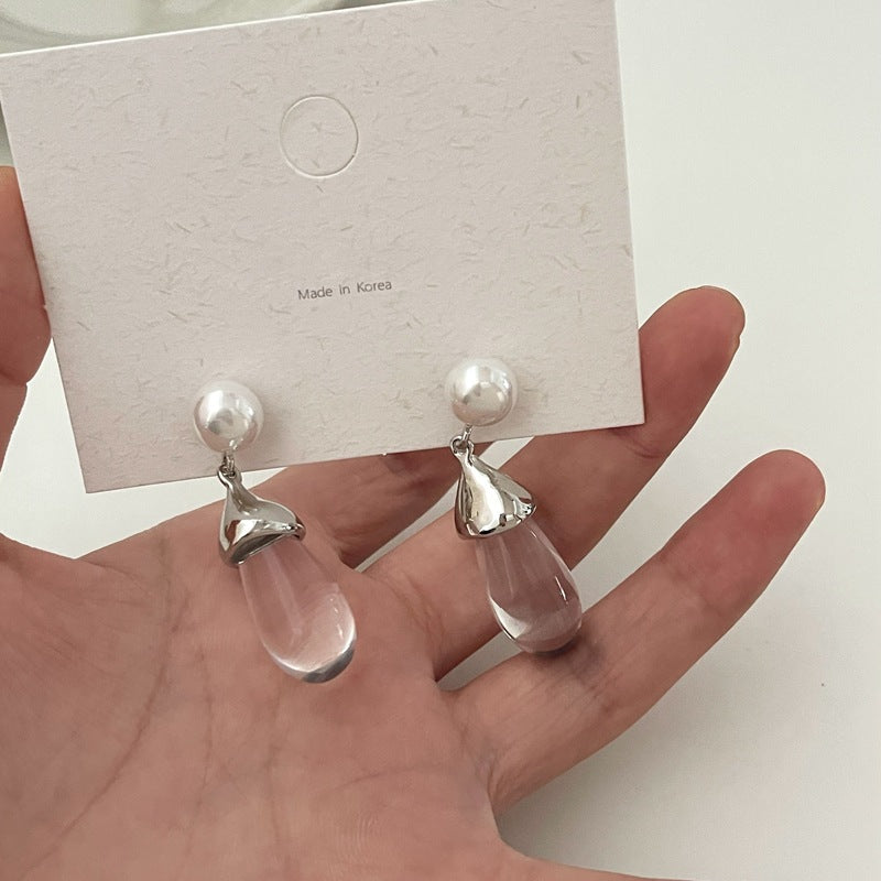 Pearl Clear Drop Earrings