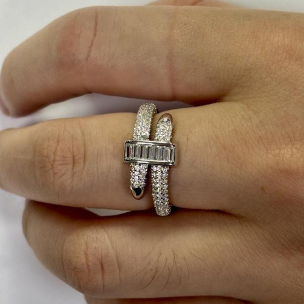 Luxury Buckle Zircon Bangle  Ring Set
