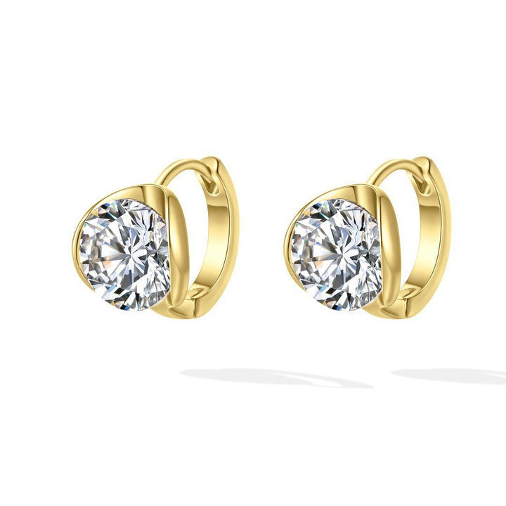 Round Cut Moissanite Huggie Earrings