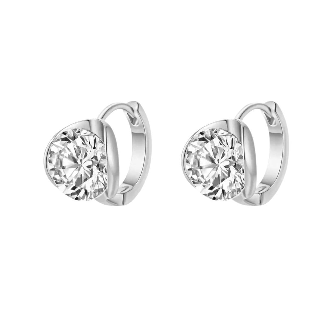 Round Cut Moissanite Huggie Earrings