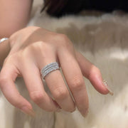 Minimalist Sterling Silver Row Ring Crushed Diamond Ring