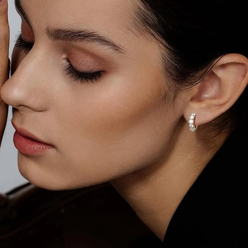 Celestial Arc Moissanite Hoop Earrings