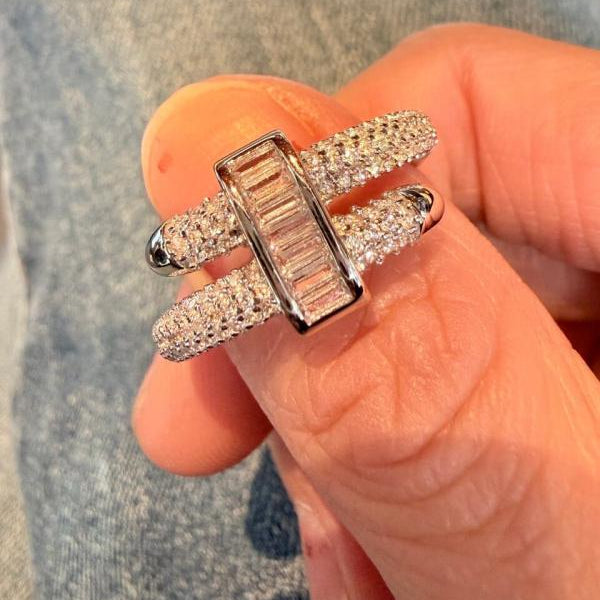 Luxury Buckle Zircon Bangle  Ring Set