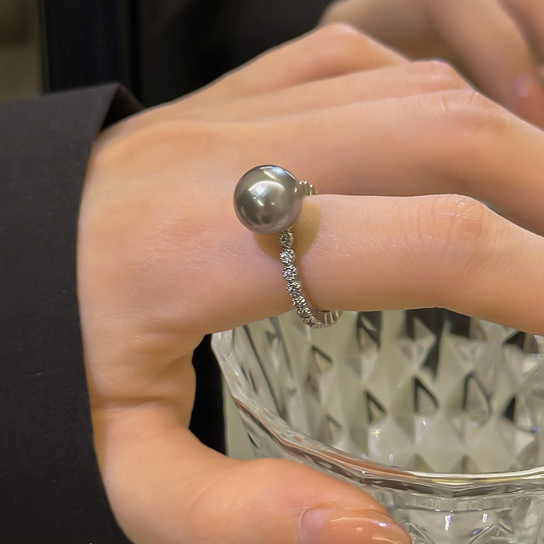 Sterling Silver Simple Zirconia Pearl Ring