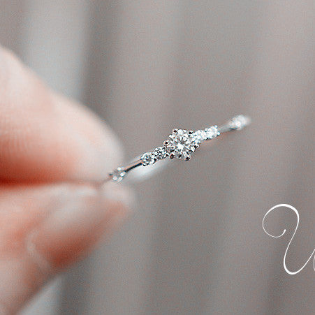 Vintage Cluster Zircon Stacking Ring — Slim Band | S925 Sterling Silver