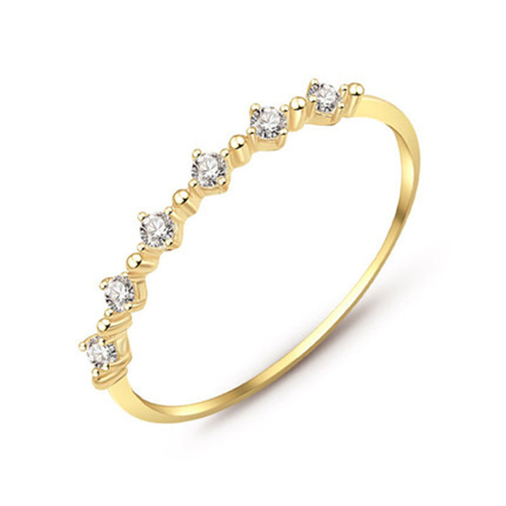 Dainty Zircon Wave Stacking Ring — Slim Band | S925 Sterling Silver