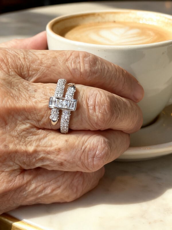 Luxury Buckle Zircon Bangle  Ring Set