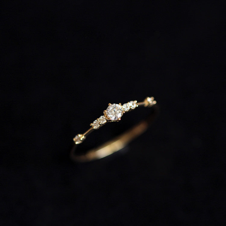 Vintage Cluster Zircon Stacking Ring — Slim Band | S925 Sterling Silver