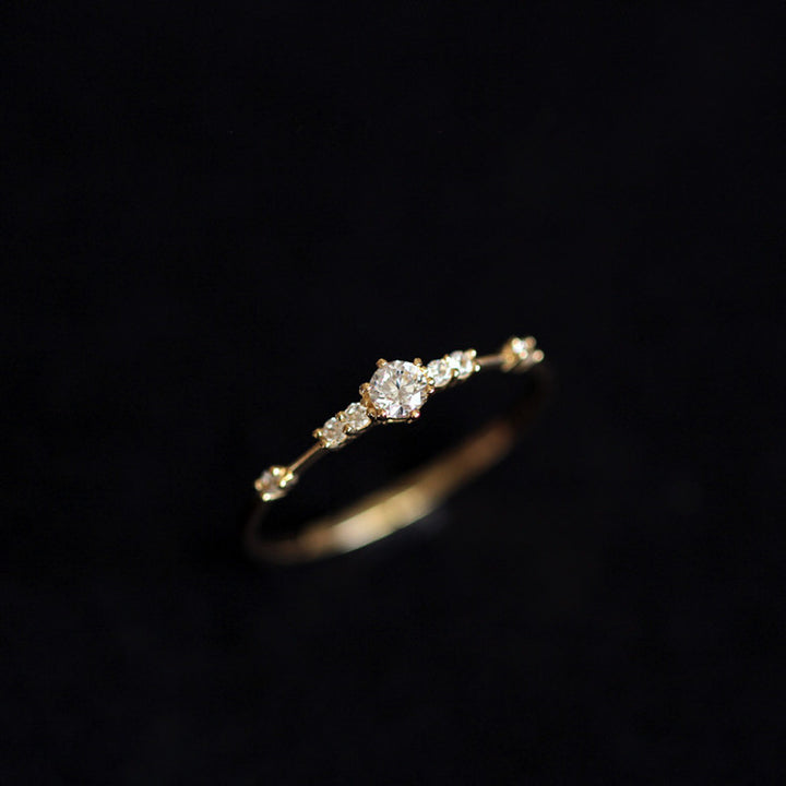 Vintage Cluster Zircon Stacking Ring — Slim Band | S925 Sterling Silver
