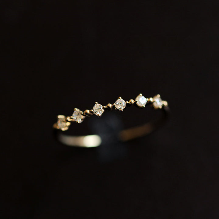Dainty Zircon Wave Stacking Ring — Slim Band | S925 Sterling Silver