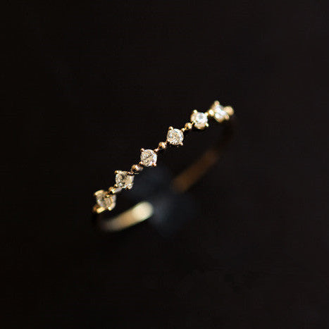 Dainty Zircon Wave Stacking Ring — Slim Band | S925 Sterling Silver