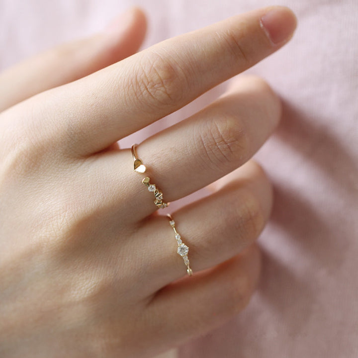 Vintage Cluster Zircon Stacking Ring — Slim Band | S925 Sterling Silver