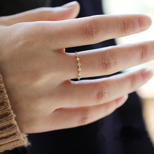 Dainty Zircon Wave Stacking Ring — Slim Band | S925 Sterling Silver