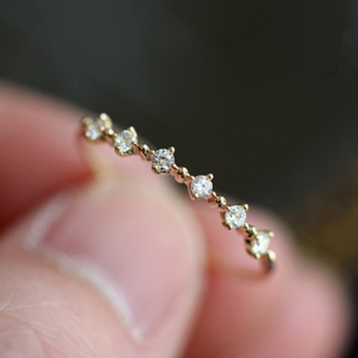 Dainty Zircon Wave Stacking Ring — Slim Band | S925 Sterling Silver