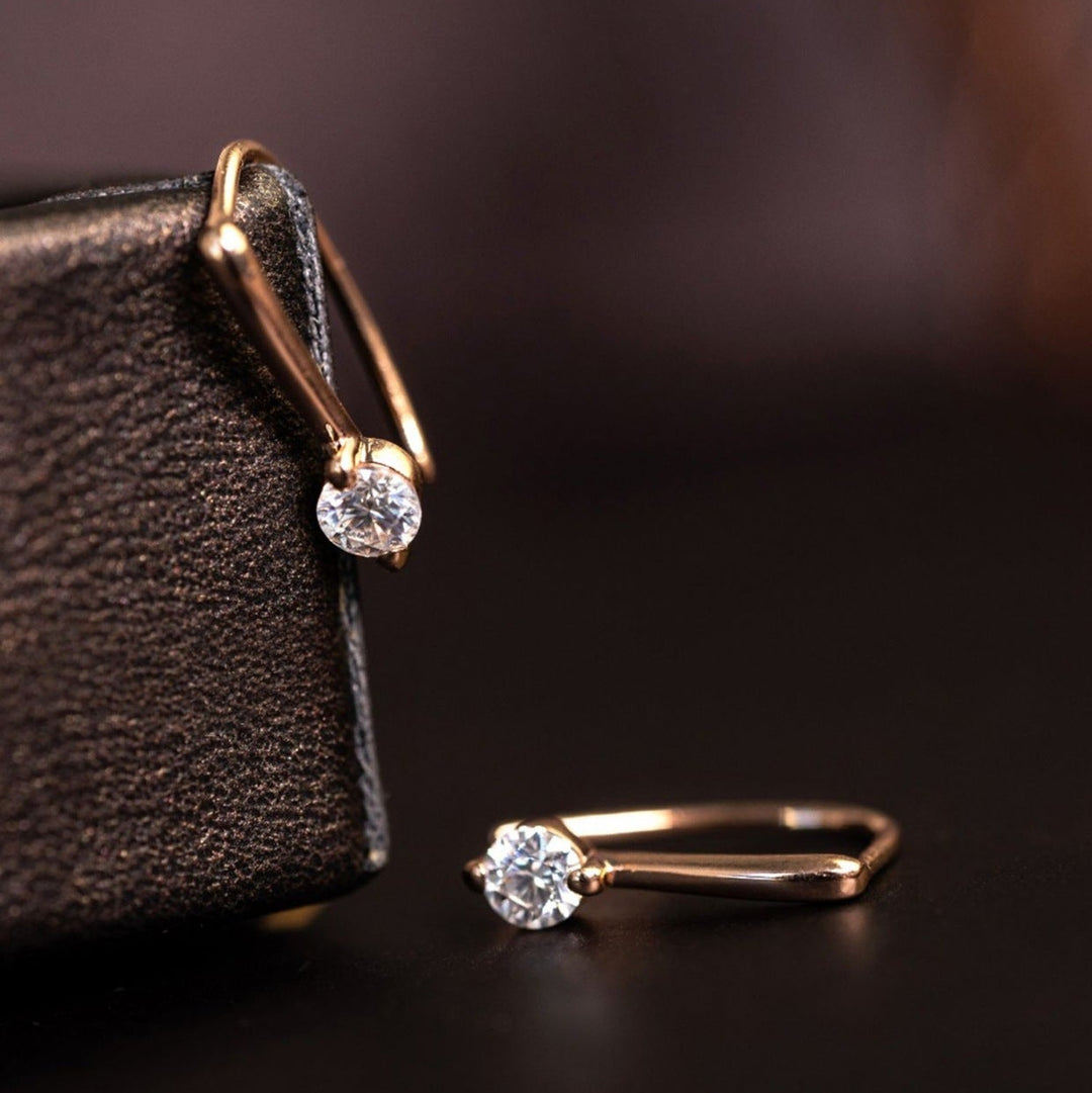 Minimal Drop Zircon Hoop Earrings — Dainty Everyday Sparkle | S925 Sterling Silver