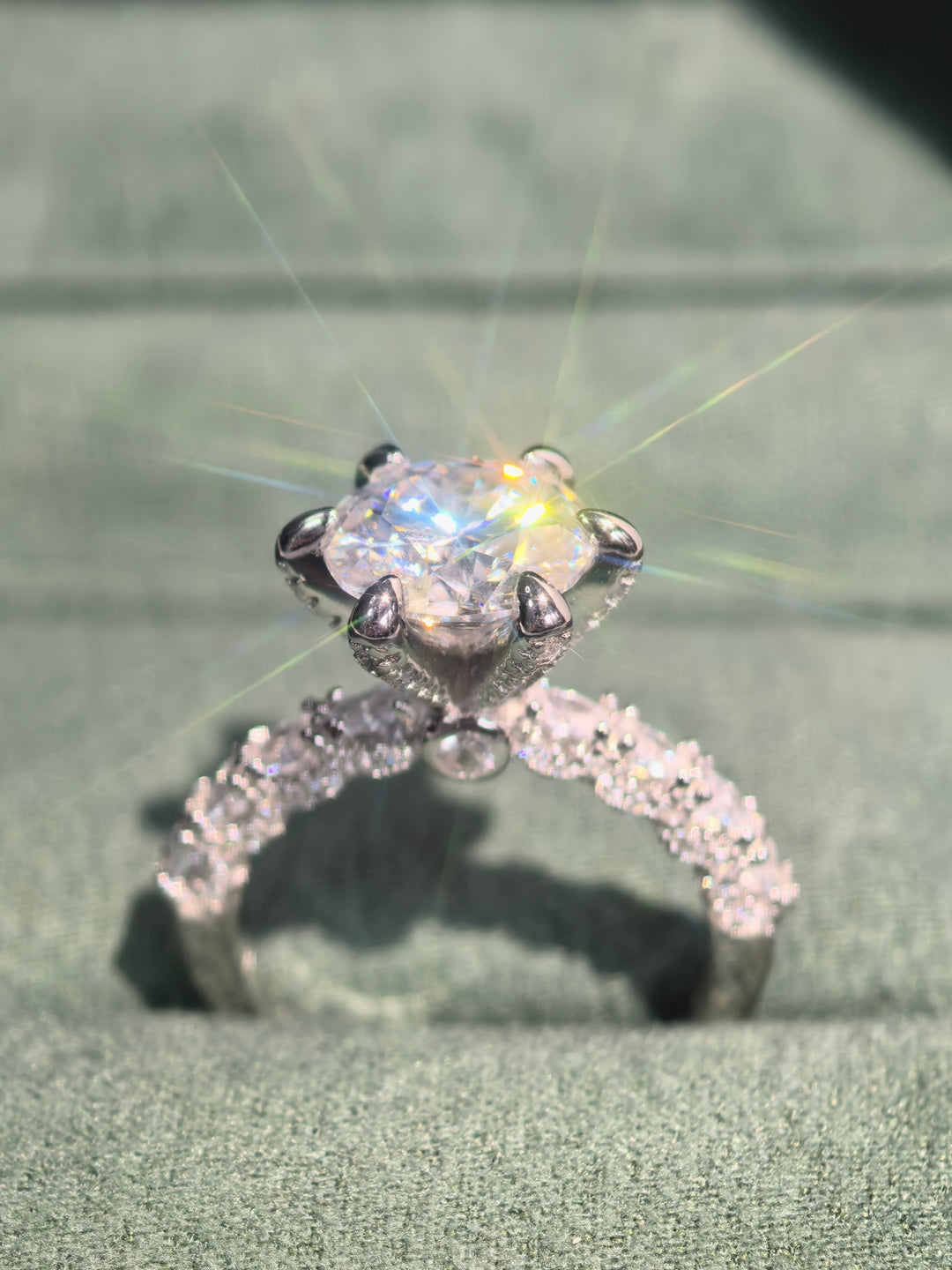 Aurora Six-Prong Moissanite Ring
