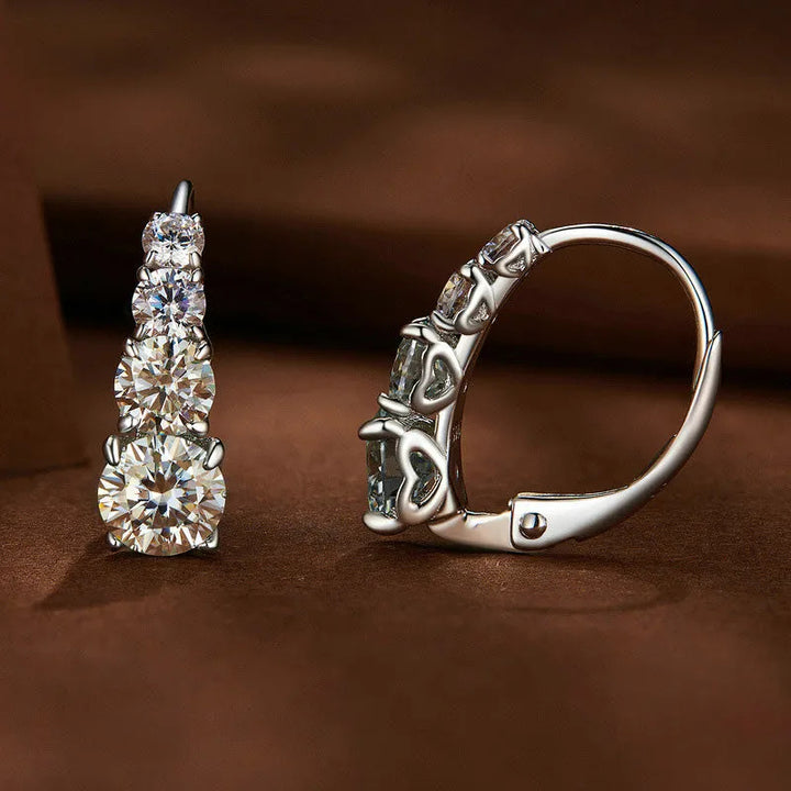 Four-Stone Leverback Moissanite Earrings