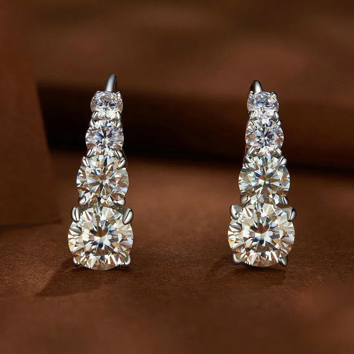 Four-Stone Leverback Moissanite Earrings