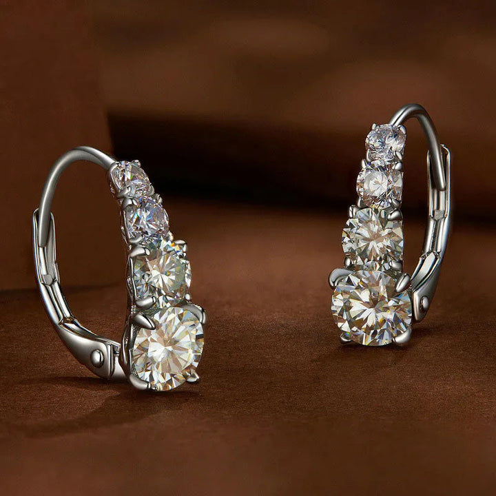 Four-Stone Leverback Moissanite Earrings