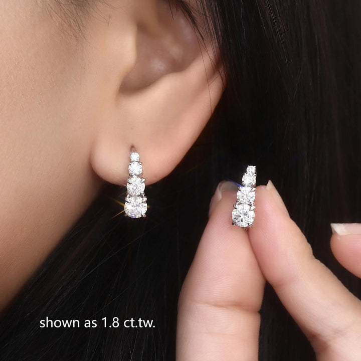 Four-Stone Leverback Moissanite Earrings