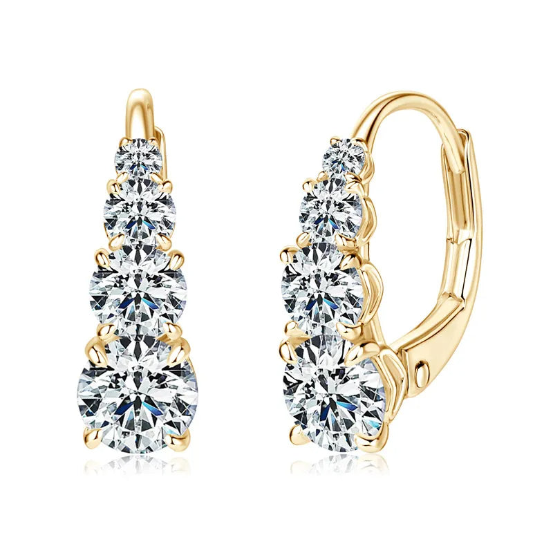 Four-Stone Leverback Moissanite Earrings