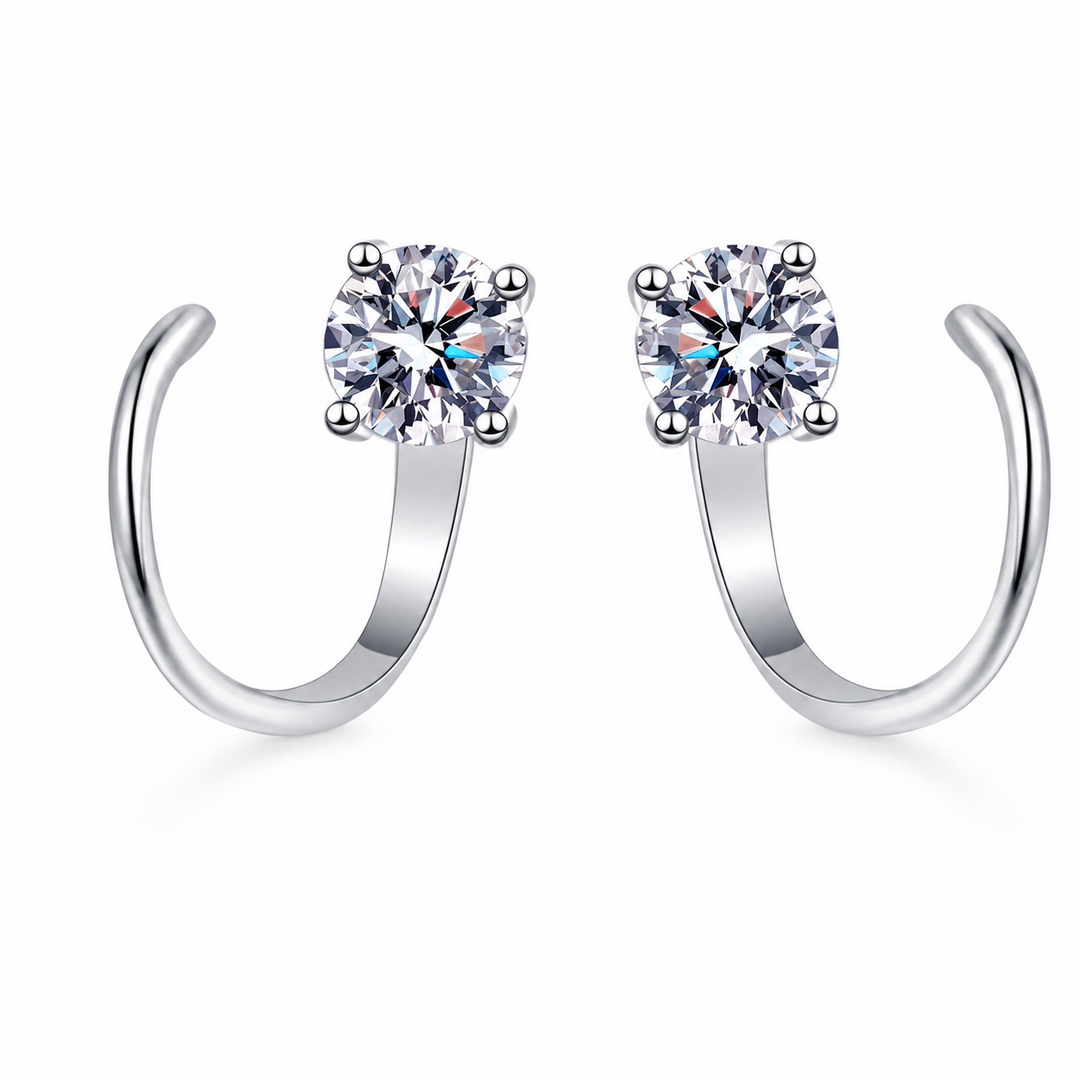 Round Moissanite Front-Back Hoop Earrings
