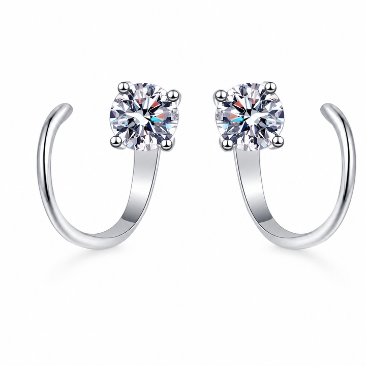 Round Moissanite Front-Back Hoop Earrings
