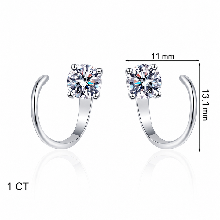 Round Moissanite Front-Back Hoop Earrings