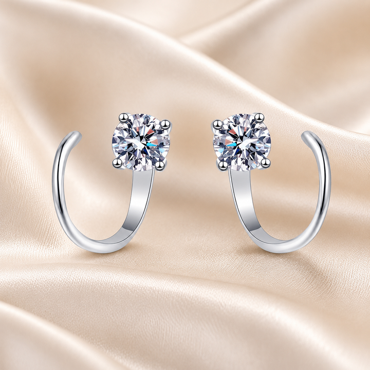 Round Moissanite Front-Back Hoop Earrings