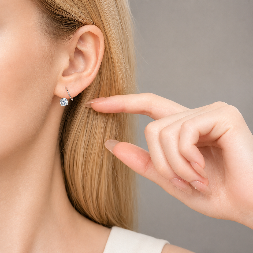 Round Moissanite Front-Back Hoop Earrings