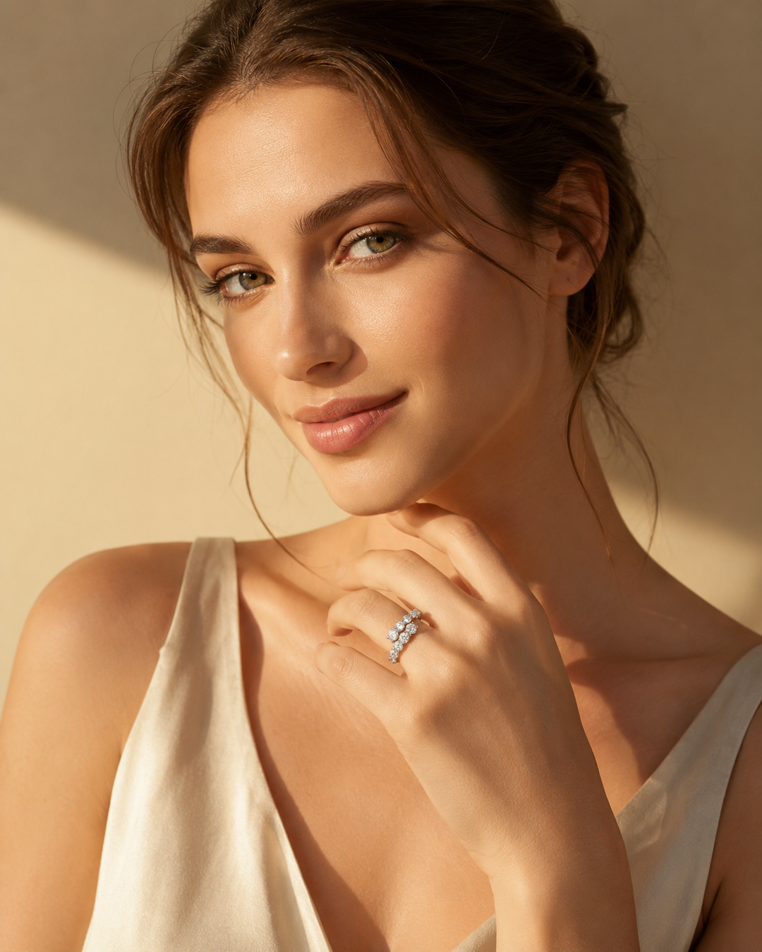 Adjustable Double Row Moissanite Ring