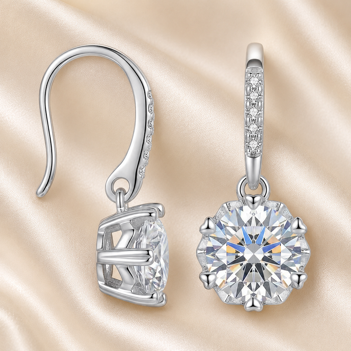 Classic Round Moissanite Drop Earrings